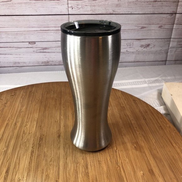Ozark Trail Large Pilsner Silver Steel Tumbler w/ Lid Hot Cold 9" Tall - Picture 9 of 10